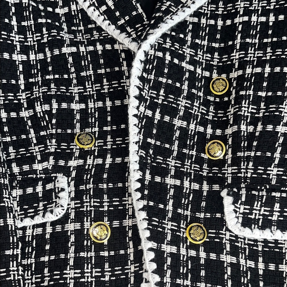 Laundry By Shelli Segal Black and White Checkered Blazer - Picture 3 of 7